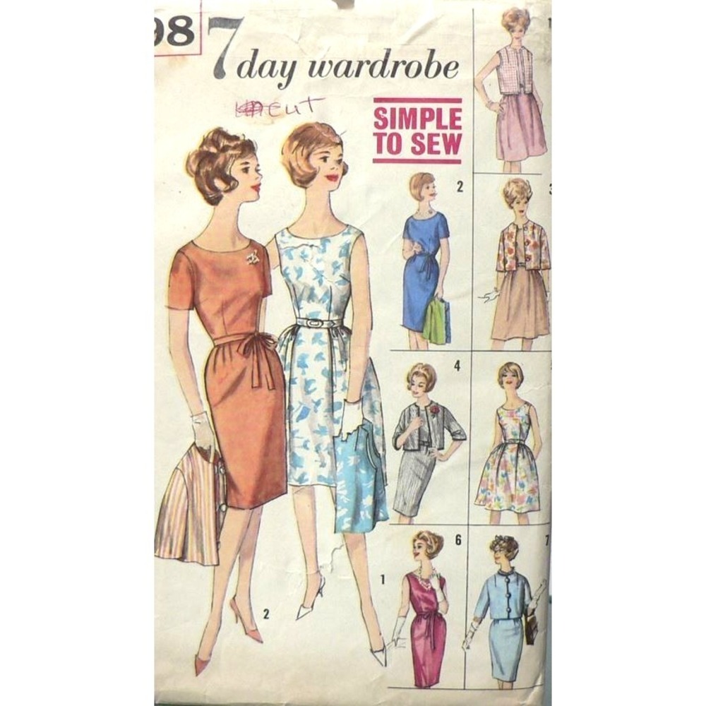 Vintage Simplicity Sewing Pattern 4298 7 Day Wardrobe Dress Junior 13 Cut